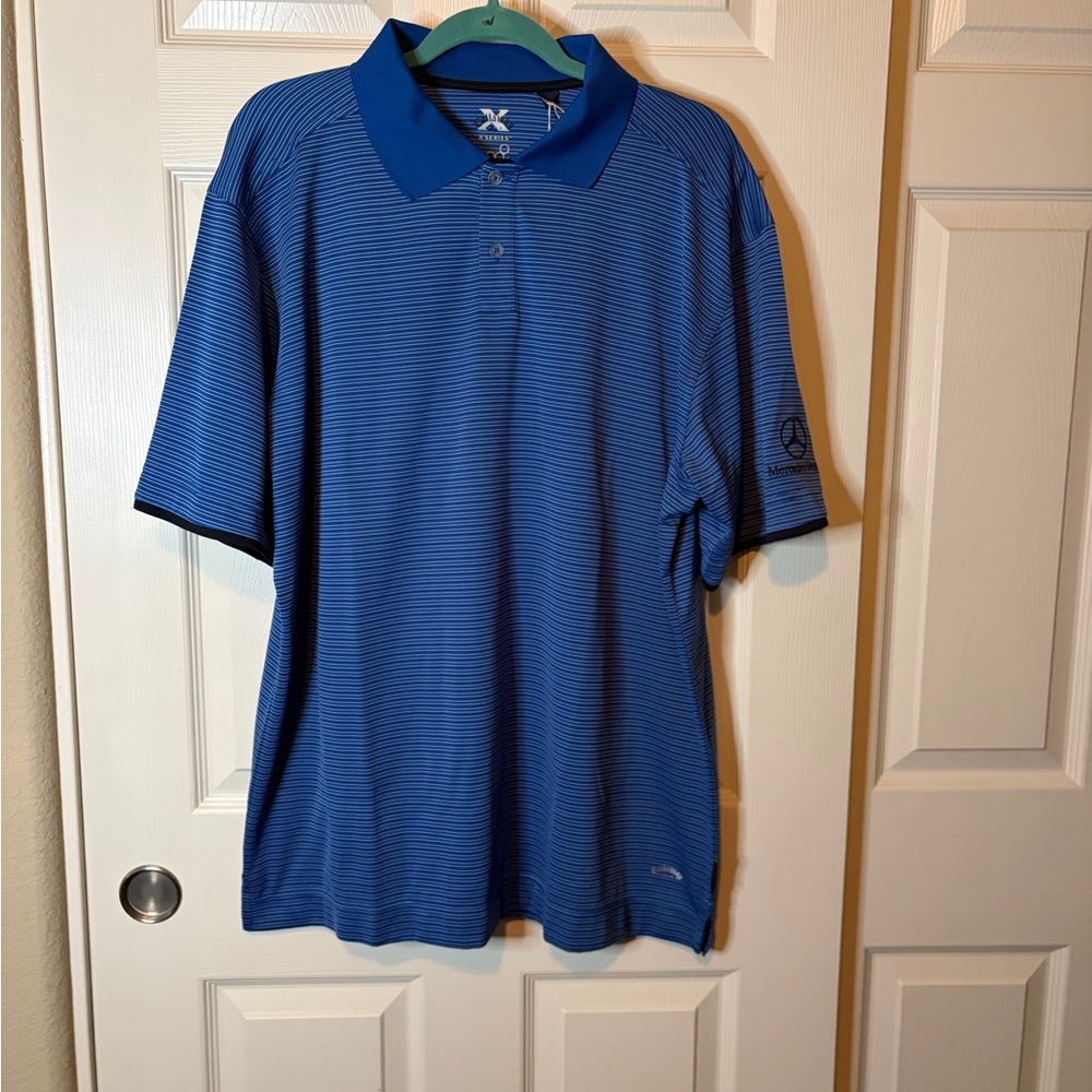 Men's Blue Striped Callaway Mercedes S/S Golf Polo XXL NWT